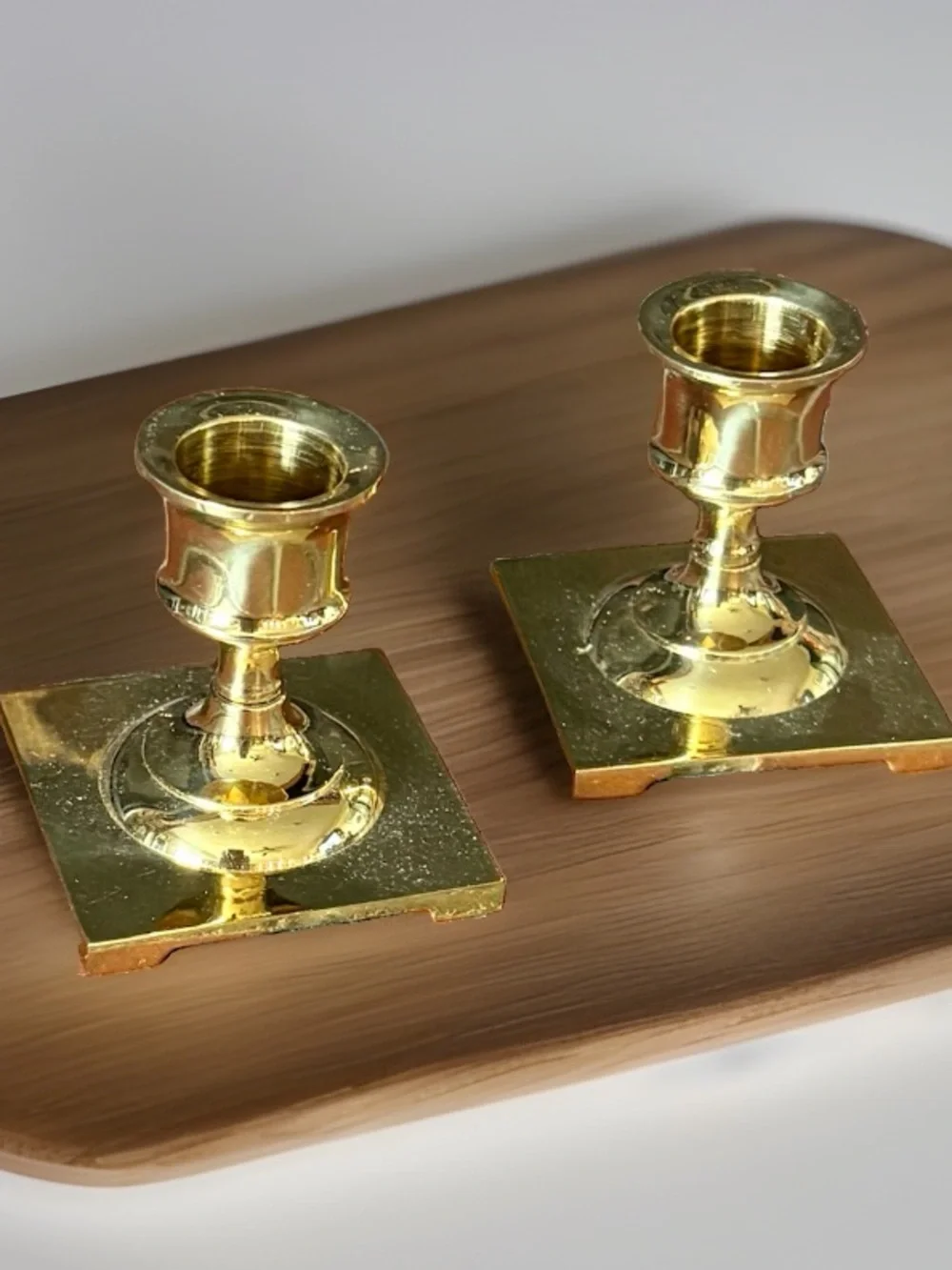 PartyLite Copley Pair Brass Candlestick Polished Gold Traditional Small P0225